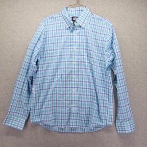 Lands End Shirt Mens Medium 15-15.5 Traditional Fit Button Up Plaid Long Sleeve